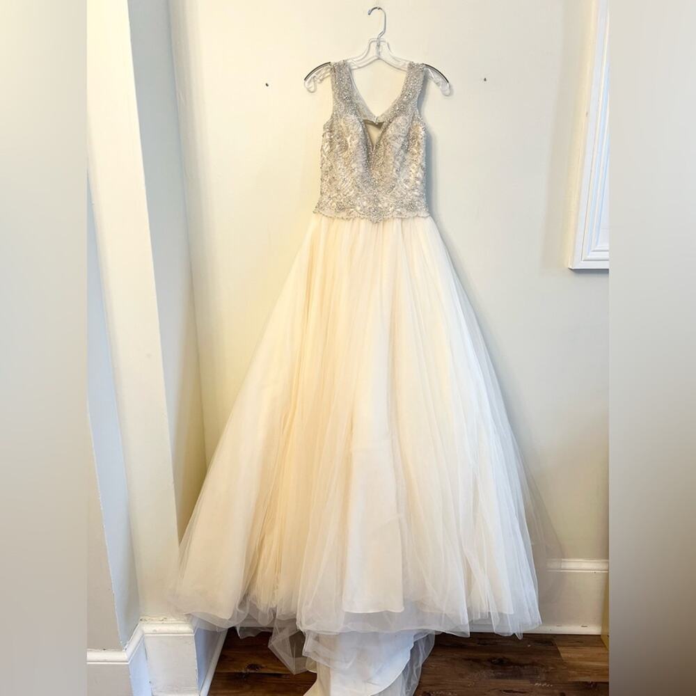 Madison James wedding gown MJ200 full tulle skirt beaded bodice open back